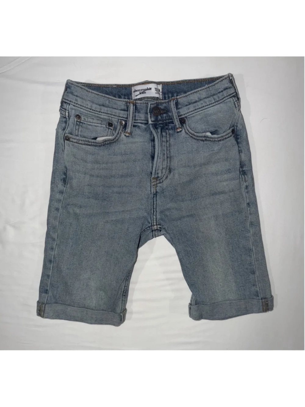 Abercrombie Kids Skater Denim Shorts 13/14 Boys Light Wash Distressed Jorts Y2k